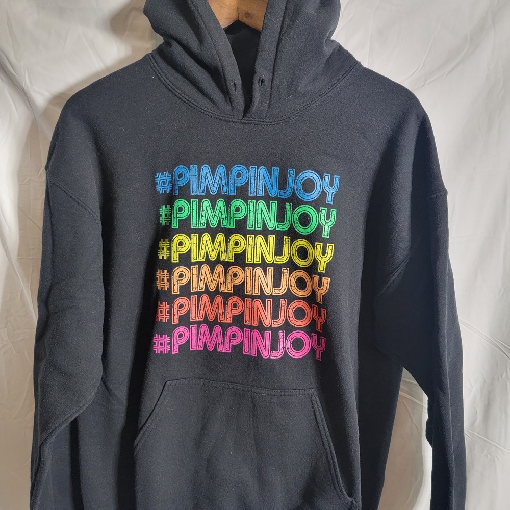 Black Hoodie with Rainbow Text